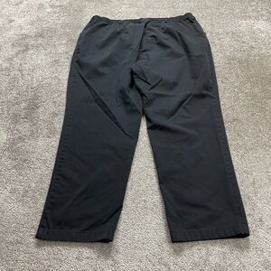 Lands' End Chino Pants Womens 22 Solid Black Elastic Waist Straight Leg 41x29